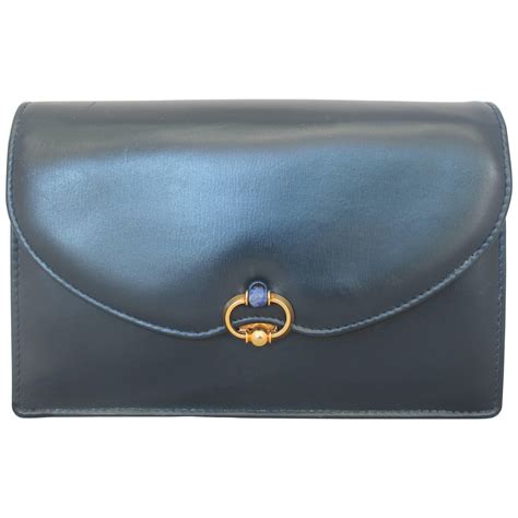 vintage gucci parfums clutch navy with velcro|Vintage Gucci Clutch .